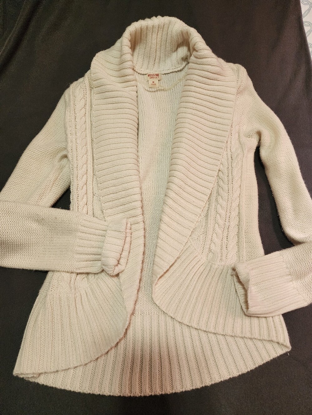 Mossimo Supply Co. Cream Cable-Knit Shawl Collar Cardigan, SZ m